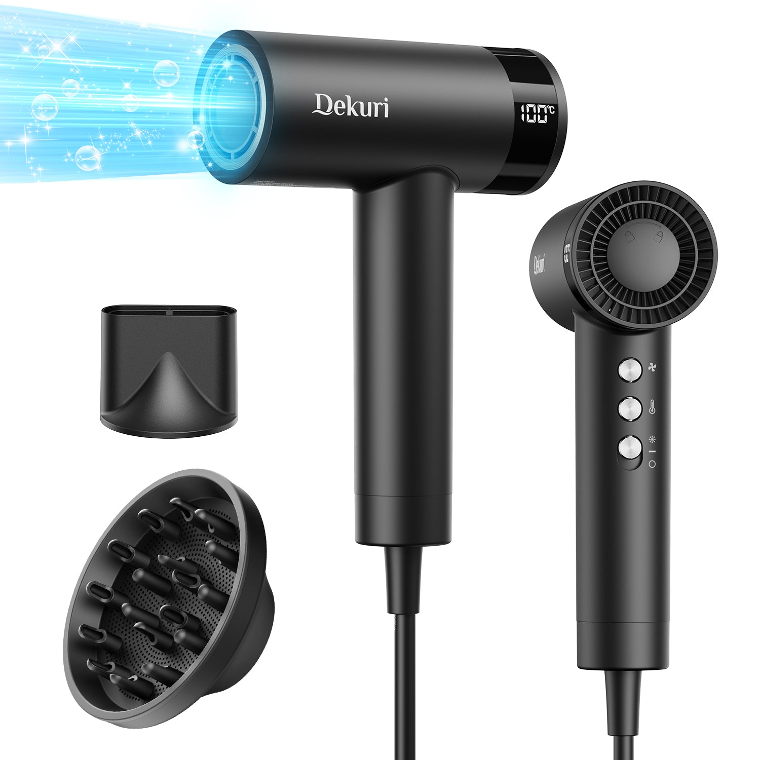 Dekuri Hair Dryer AirDry Turbo T1, Black