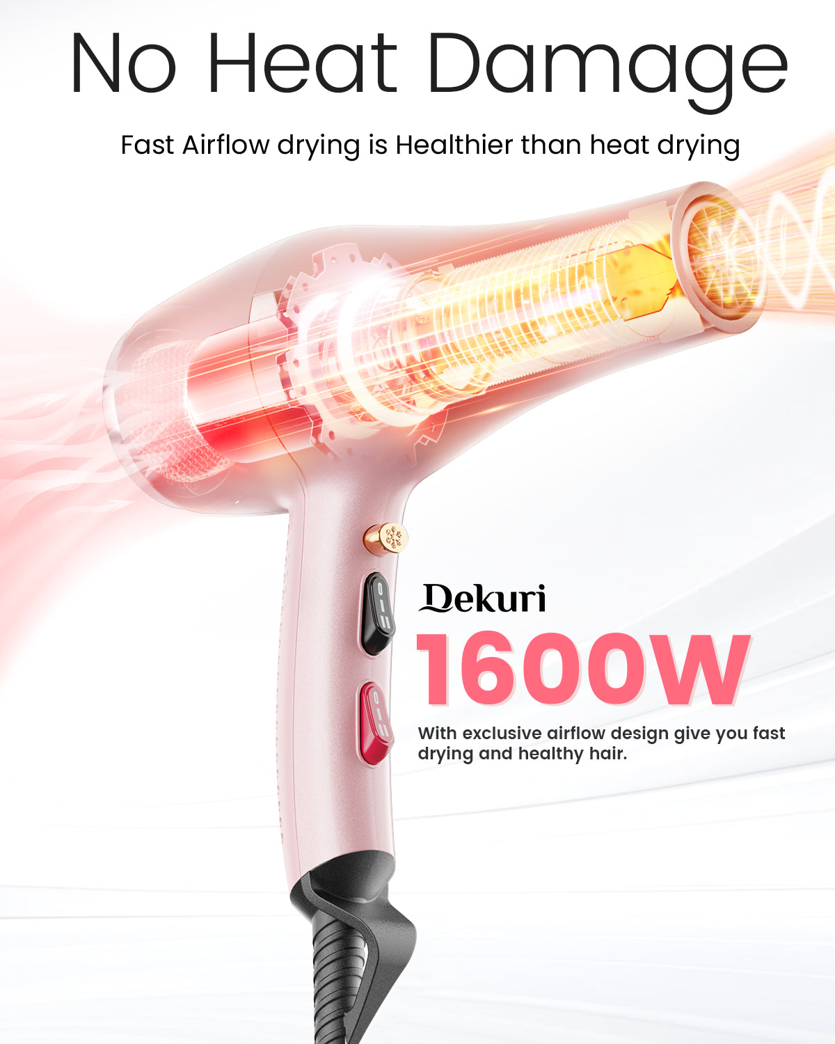 Dekuri Hair Dryer AirDry Speed S2, Pink