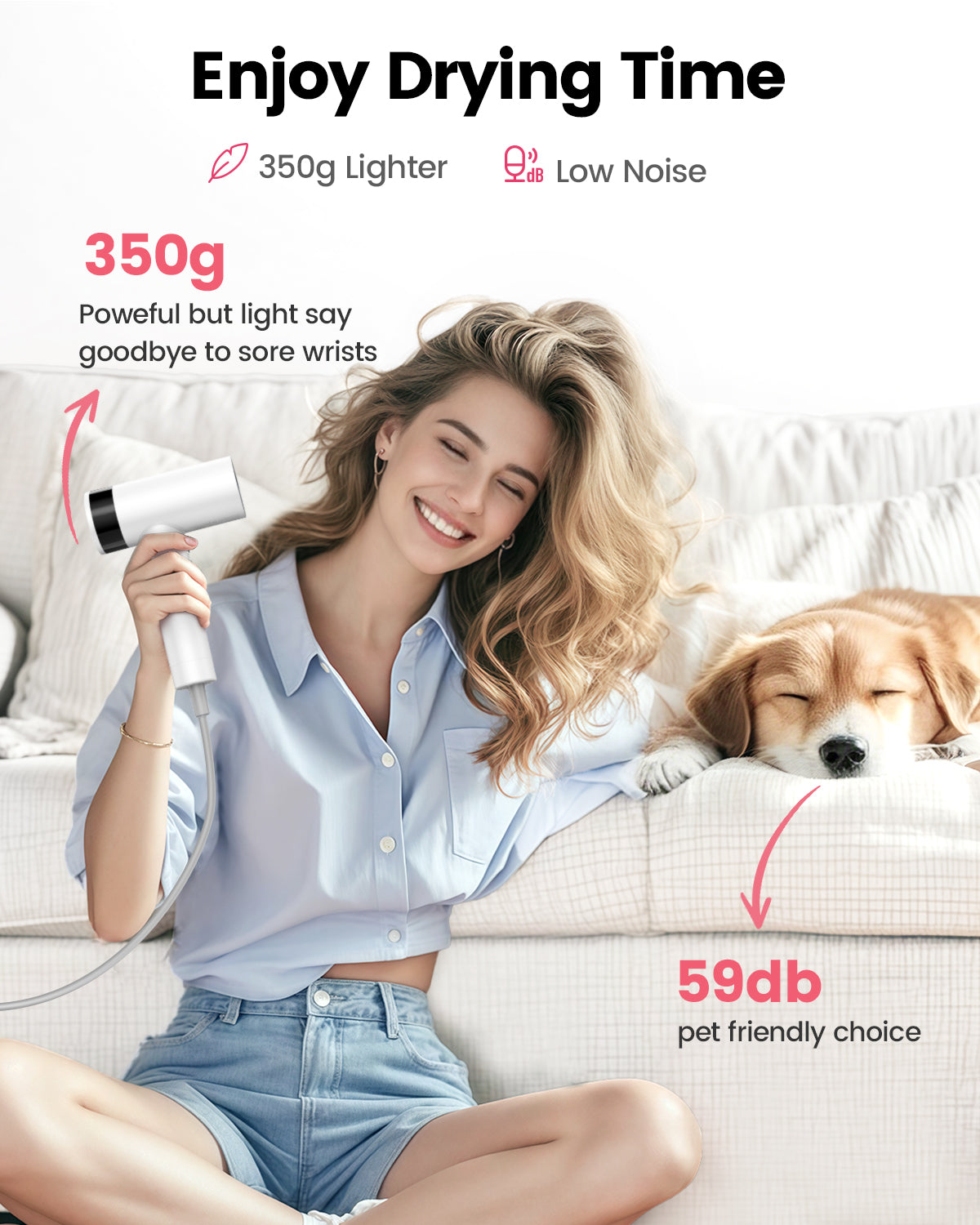 Dekuri Hair Dryer AirDry Turbo T1, White