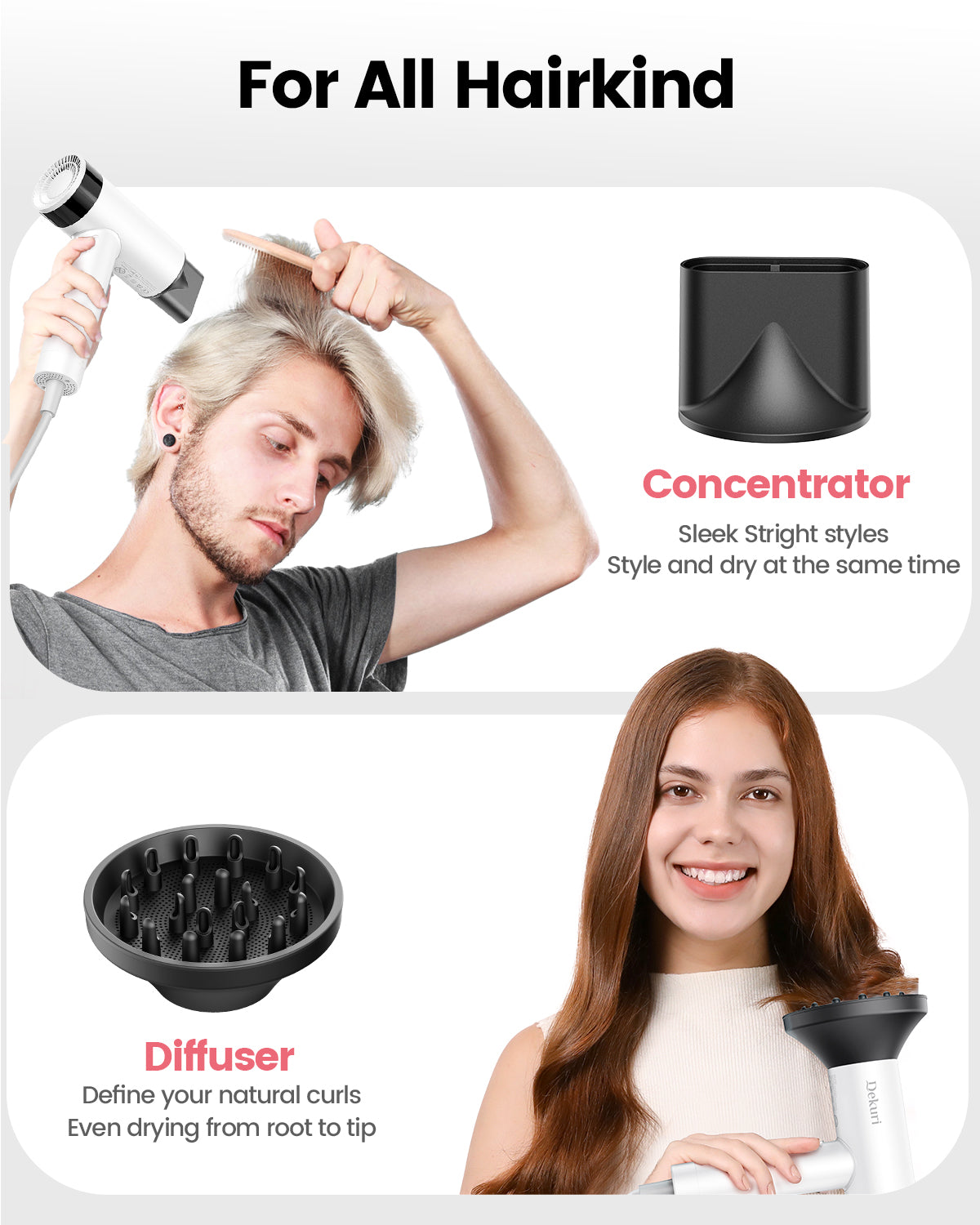 Dekuri Hair Dryer AirDry Turbo T1, White