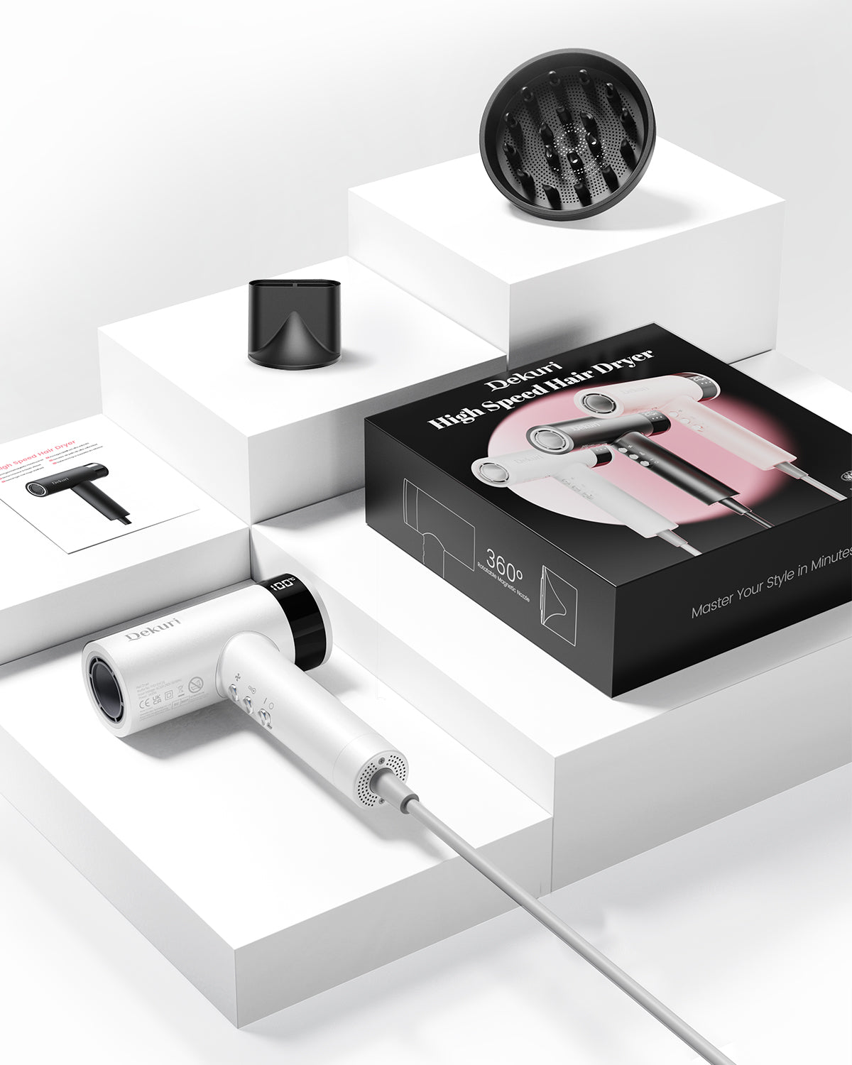 Dekuri Hair Dryer AirDry Turbo T1, White