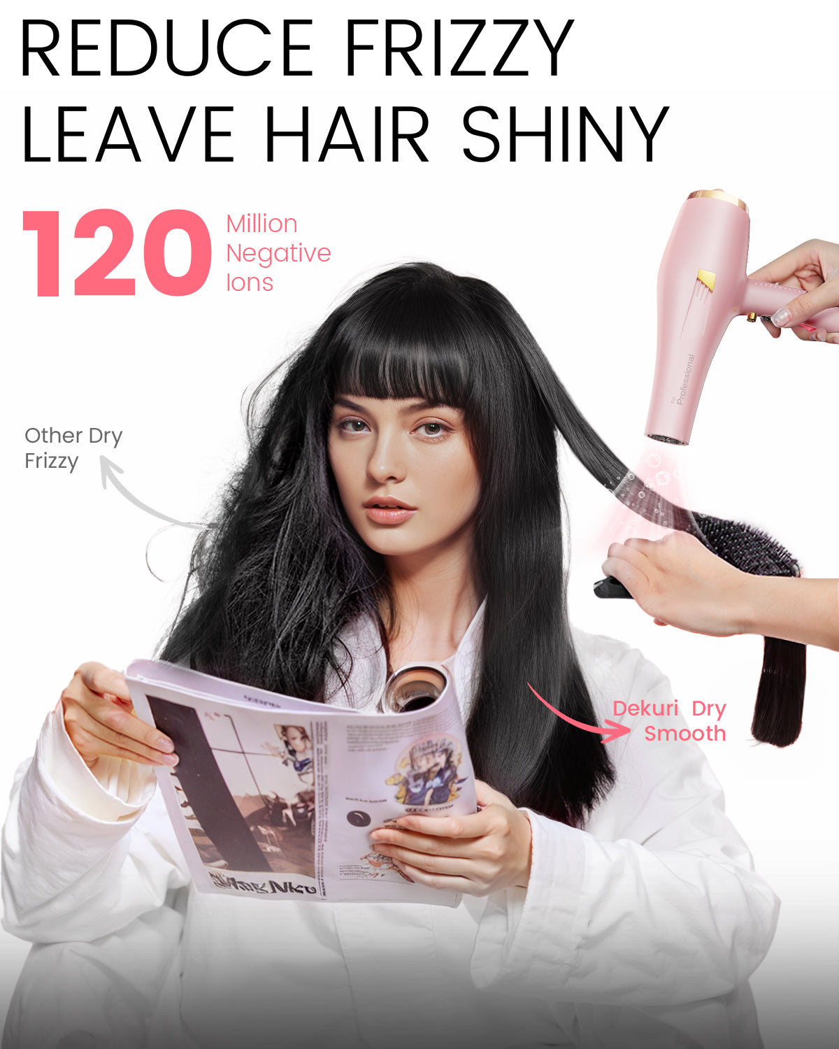 Dekuri Hair Dryer AirDry Speed S2, Pink