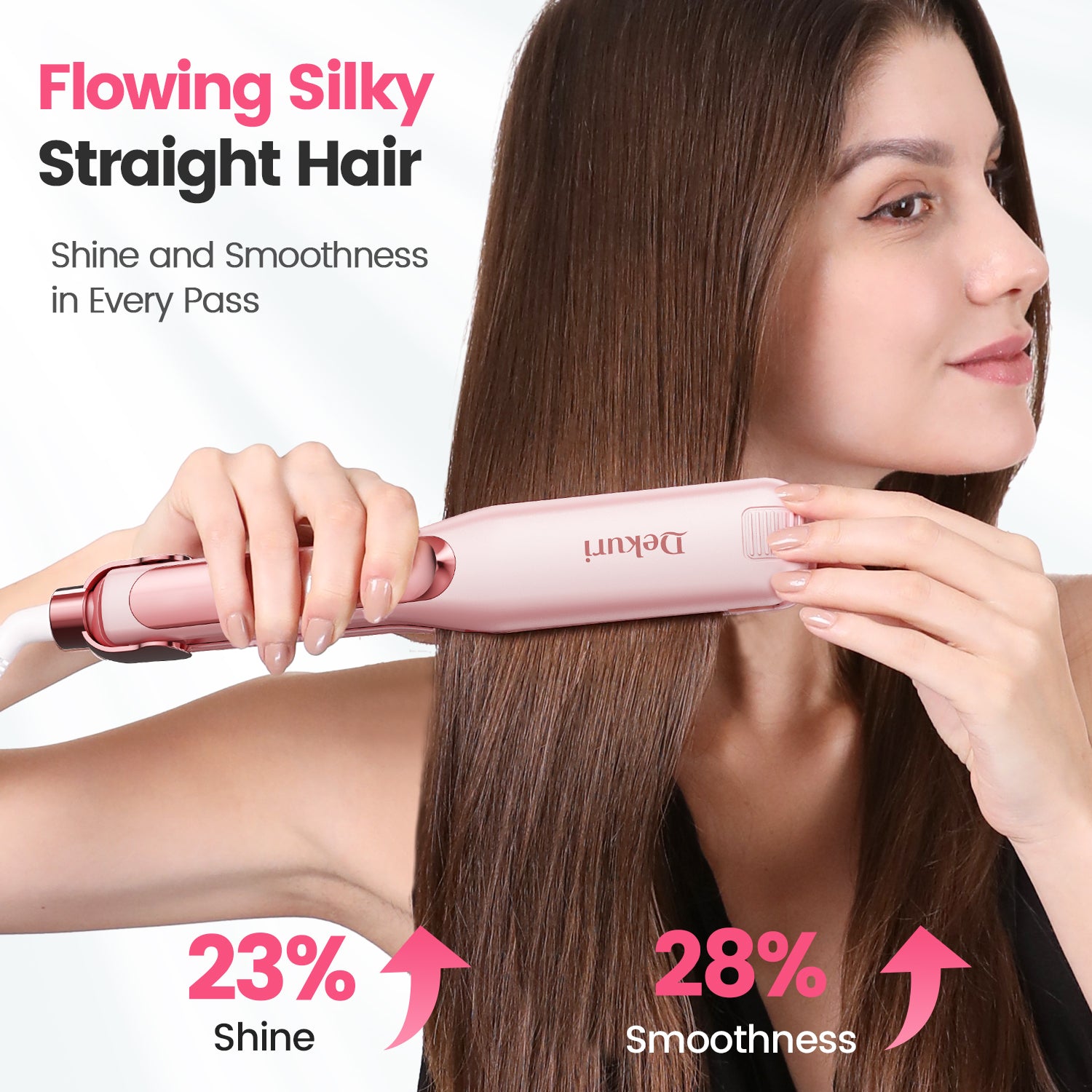 Dekuri Professional Flat Iron Hair Straightener, Pink