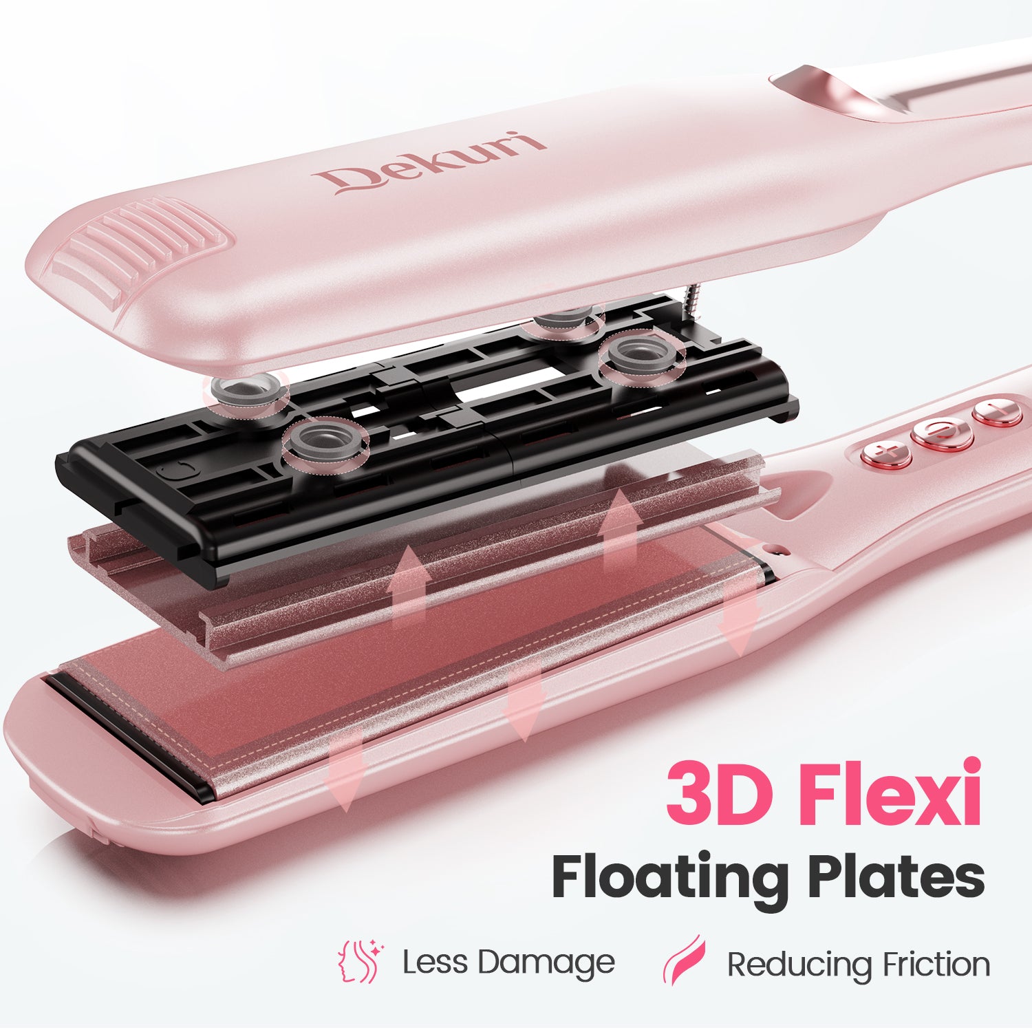 Dekuri Professional Flat Iron Hair Straightener, Pink