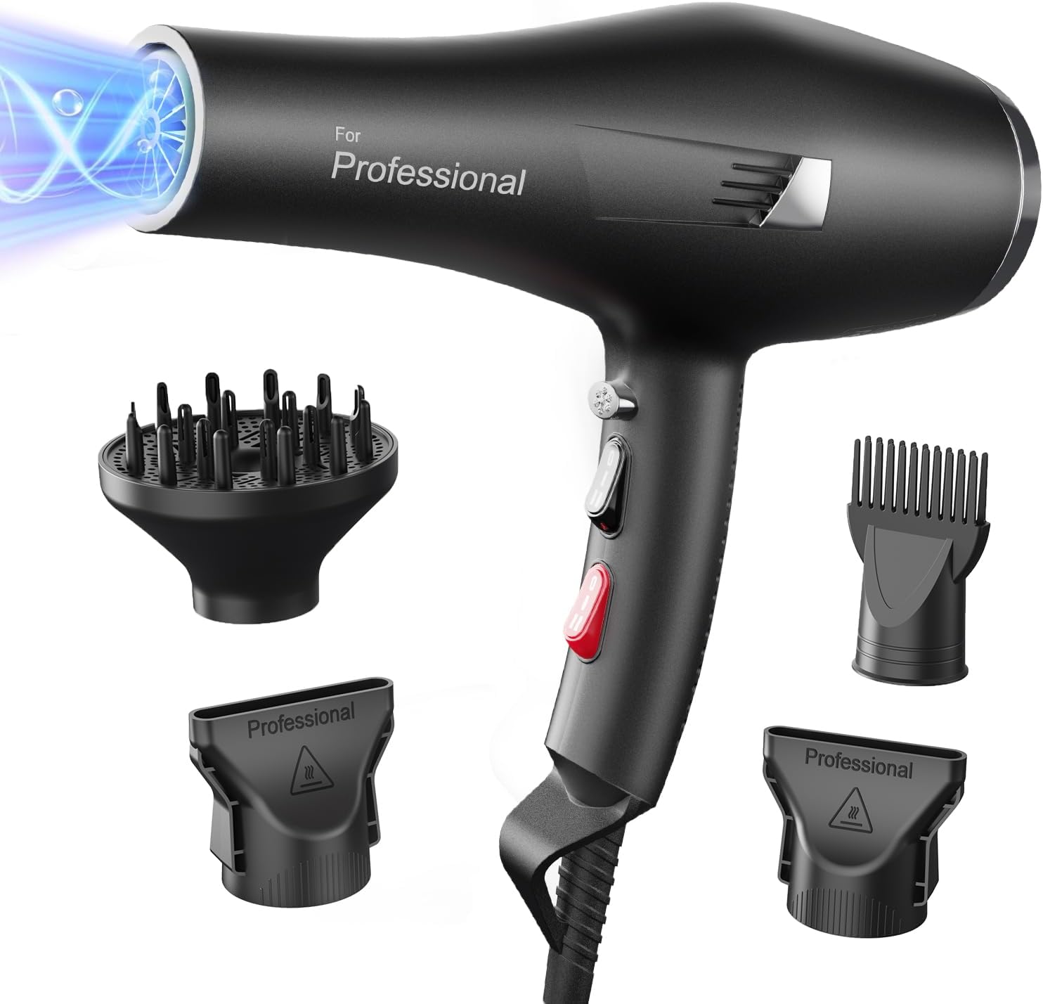 Dekuri Ionic Hair Dryer for Women – Fast Drying, Smooth Finish, with Diffuser & Comb, 2 Speeds 3 Heats, Cool Shot, Professional Hairdryer