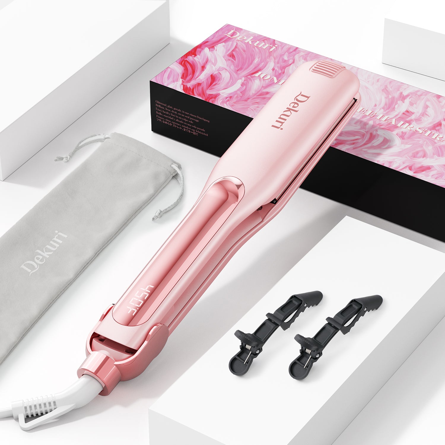 Dekuri Professional Flat Iron Hair Straightener, Pink